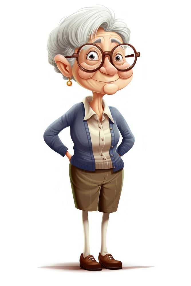 Senior adult cartoon women white background. AI generated Image by rawpixel.