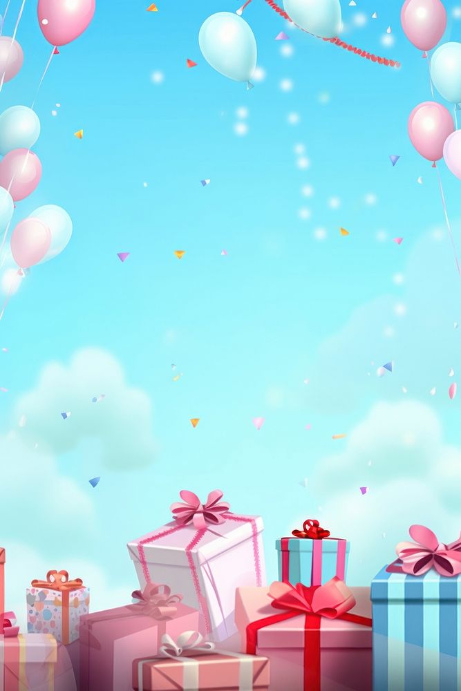 Birthday background balloon backgrounds blue. AI generated Image by rawpixel.