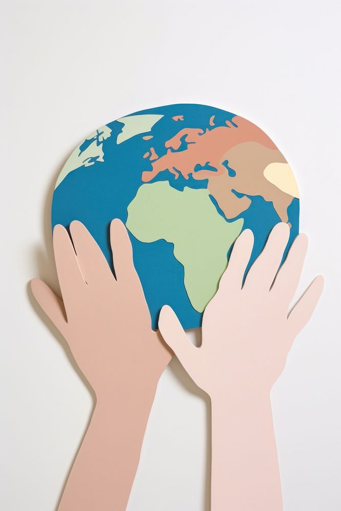 Hands holding a paper earth planet globe space. AI generated Image by rawpixel.