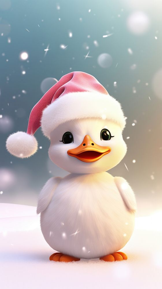 Cute duck christmas snowman cartoon