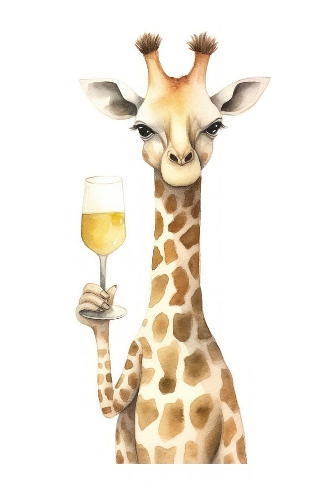Giraffe animal glass champagne. AI generated Image by rawpixel.