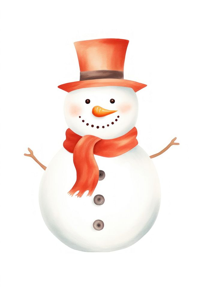 Snow man snowman drawing winter. AI generated Image by rawpixel.