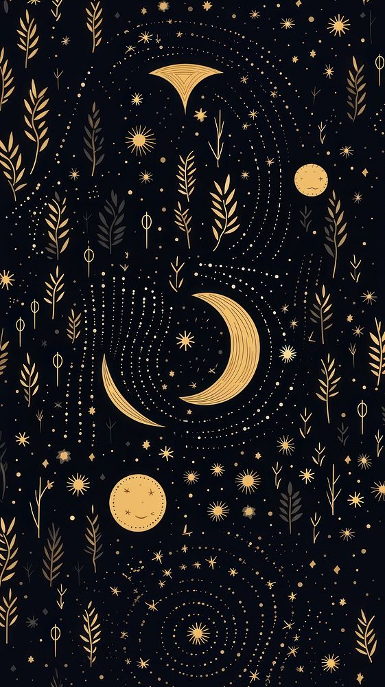 Magic moon night pattern text constellation. AI generated Image by rawpixel.