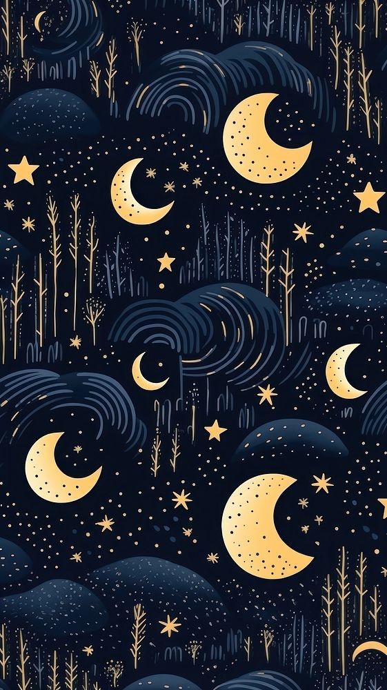 Magic moon night pattern outdoors nature. AI generated Image by rawpixel.