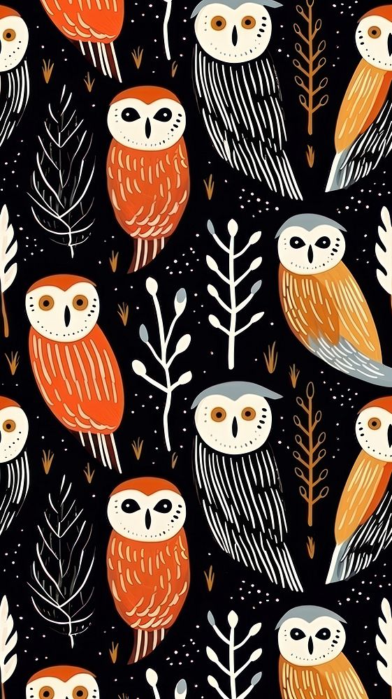Magic owl bird pattern art backgrounds. AI generated Image by rawpixel.