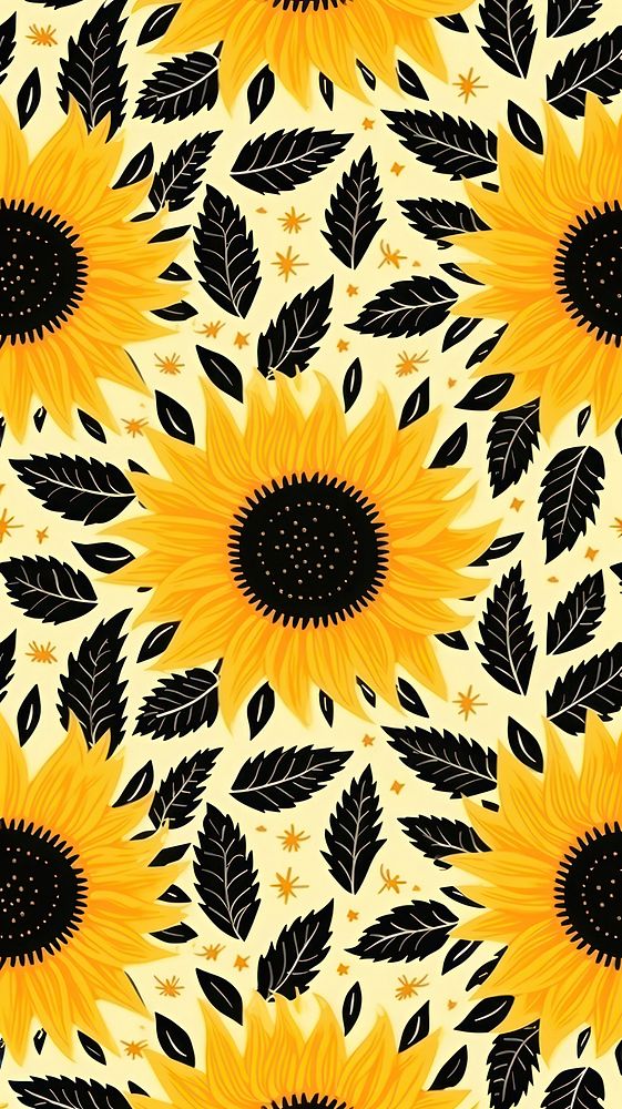 Retro sun pattern sunflower plant. AI generated Image by rawpixel.