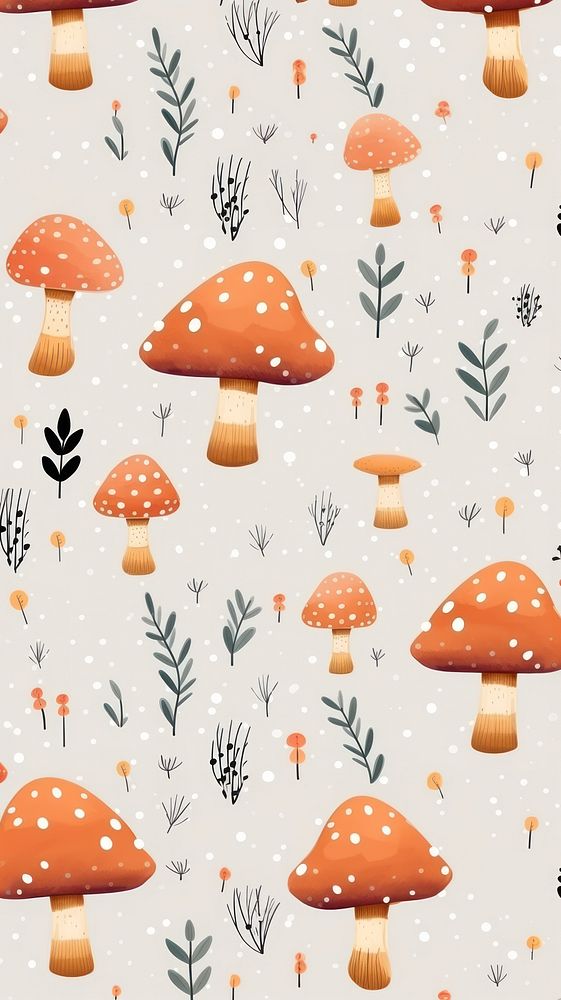 Magic mushroom pattern backgrounds wallpaper. AI generated Image by rawpixel.
