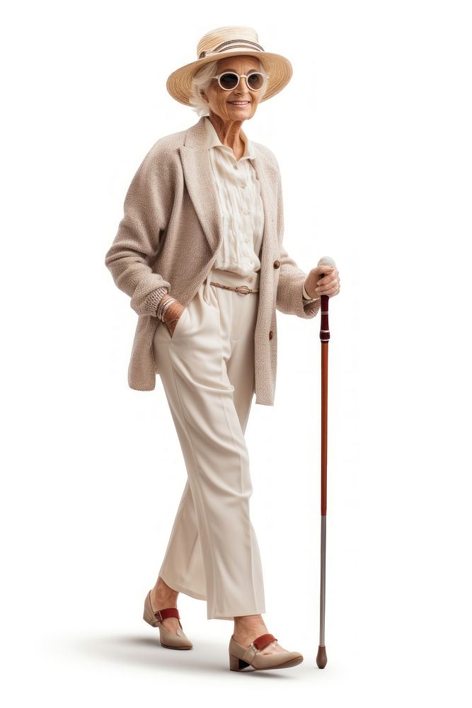 Senior adult walking women white background. AI generated Image by rawpixel.
