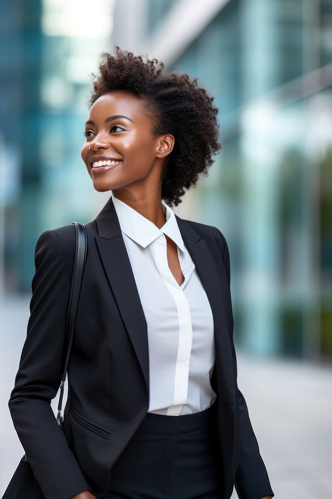 African Smerican business woman blazer office adult. AI generated Image by rawpixel.