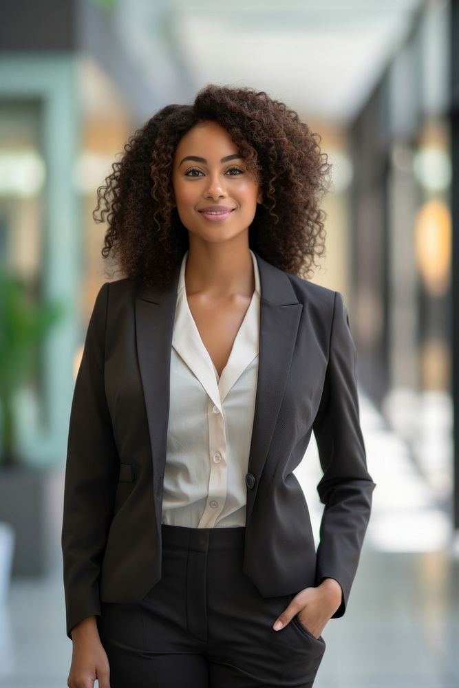 African Smerican business woman blazer jacket office. AI generated Image by rawpixel.