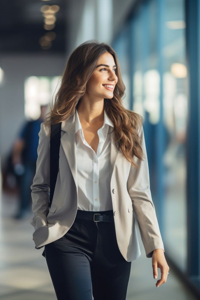 Itsaliam business woman walking blazer jacket. AI generated Image by rawpixel.