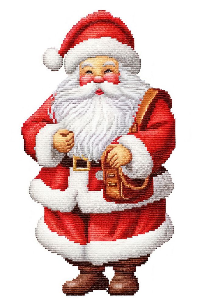 A Santa Claus embroidery christmas white background santa claus. AI generated Image by rawpixel.