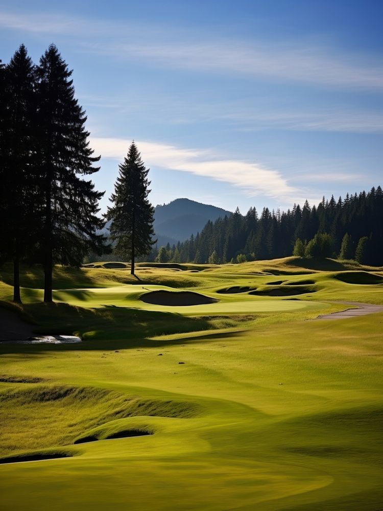 Golf course landscape golf outdoors nature. AI generated Image by rawpixel.