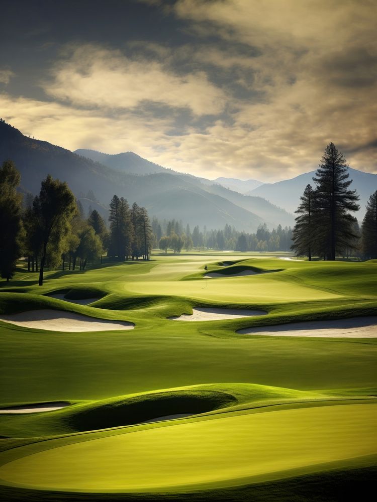Golf course landscape golf outdoors nature. AI generated Image by rawpixel.