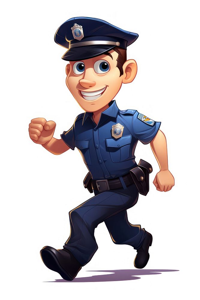 Police officer cartoon white background protection. AI generated Image by rawpixel.