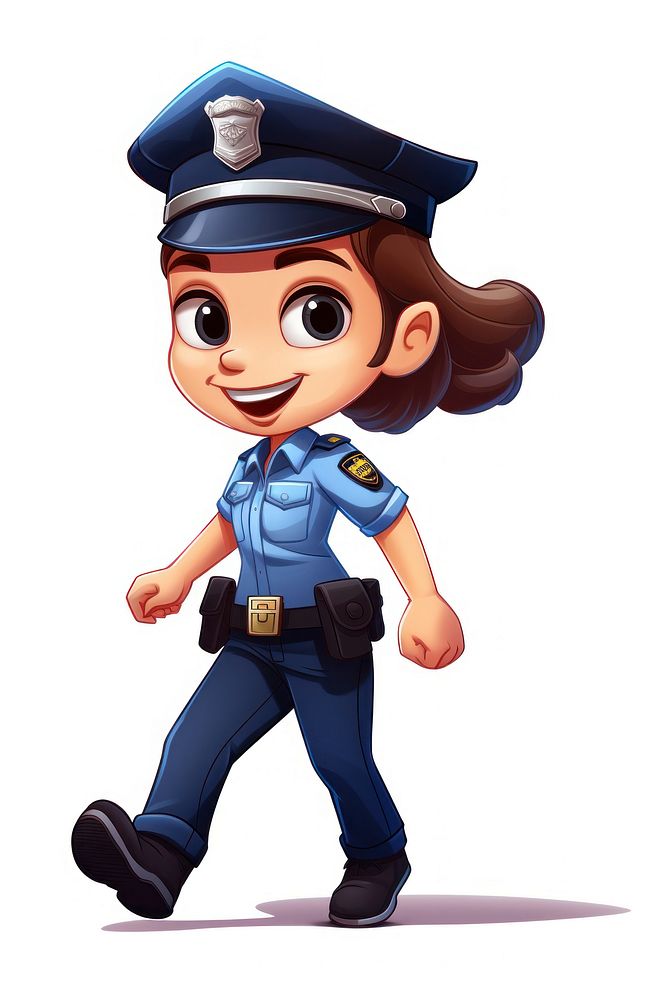 Police officer cartoon white background protection. AI generated Image by rawpixel.