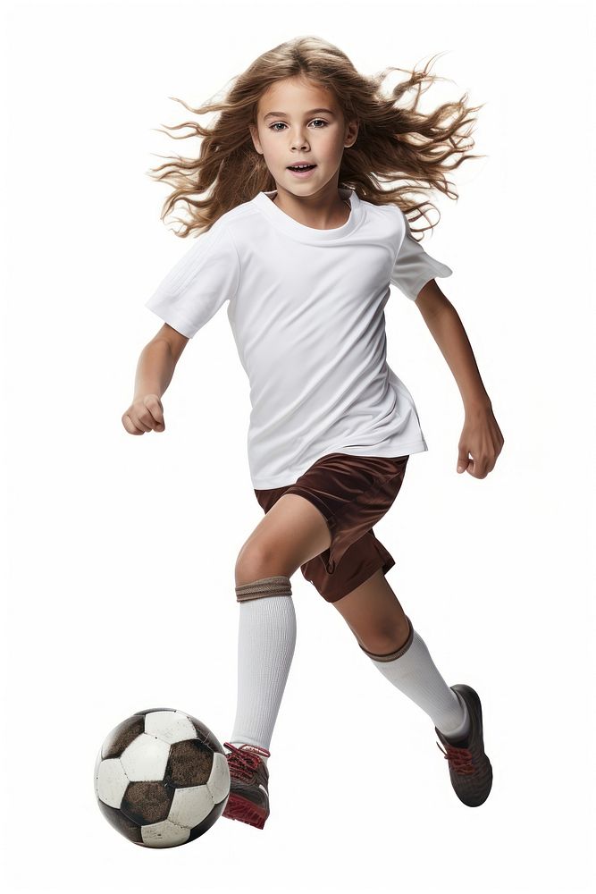 Young girl play football kicking sports soccer. AI generated Image by rawpixel.