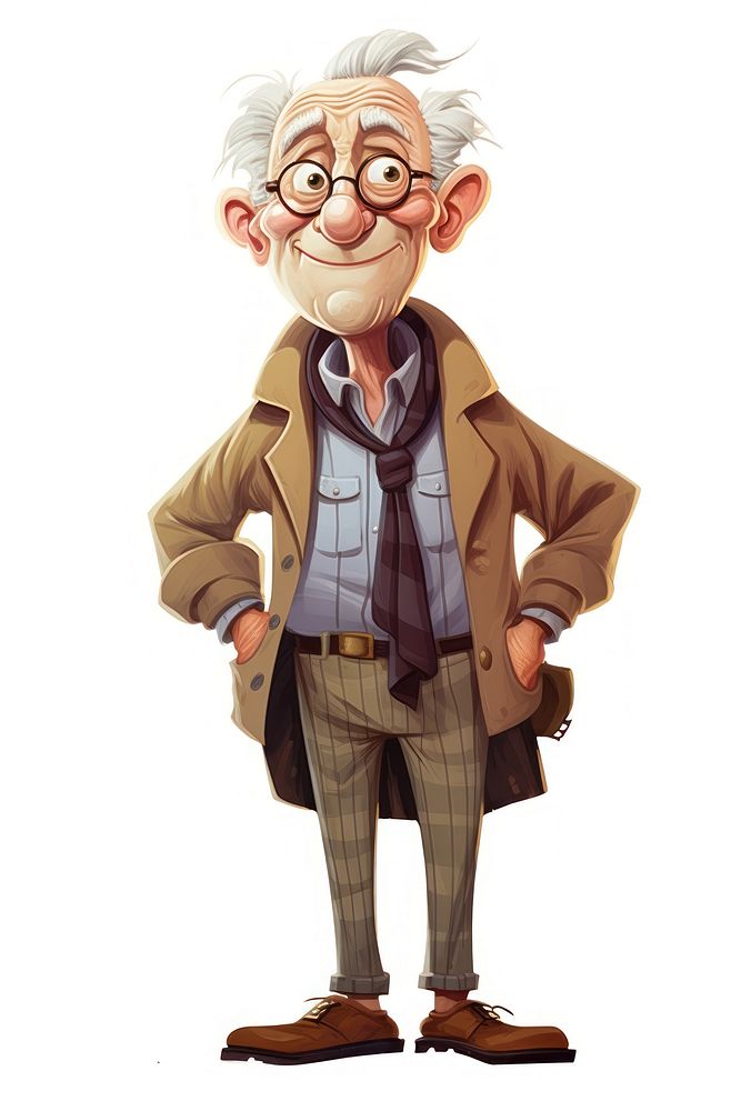 Senior adult cartoon white background publication. AI generated Image by rawpixel.