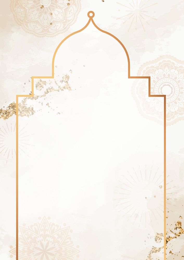 Beige mosque frame background, Diwali | Free Photo Illustration - rawpixel