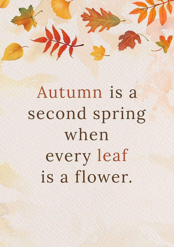 Fall season quote poster template