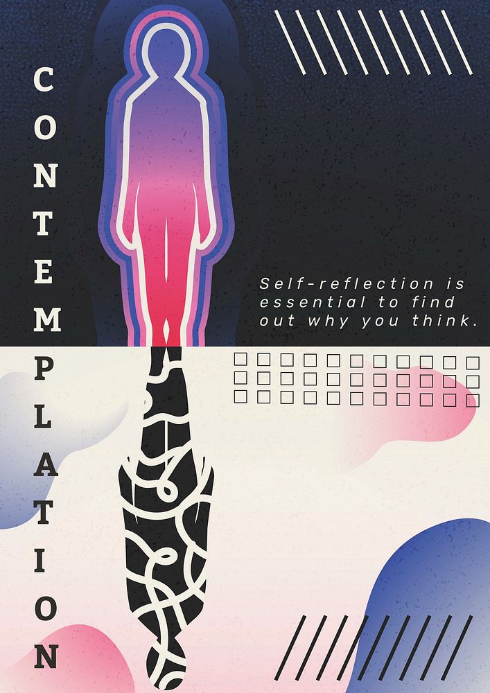 Contemplation editable ,  self reflection design poster template
