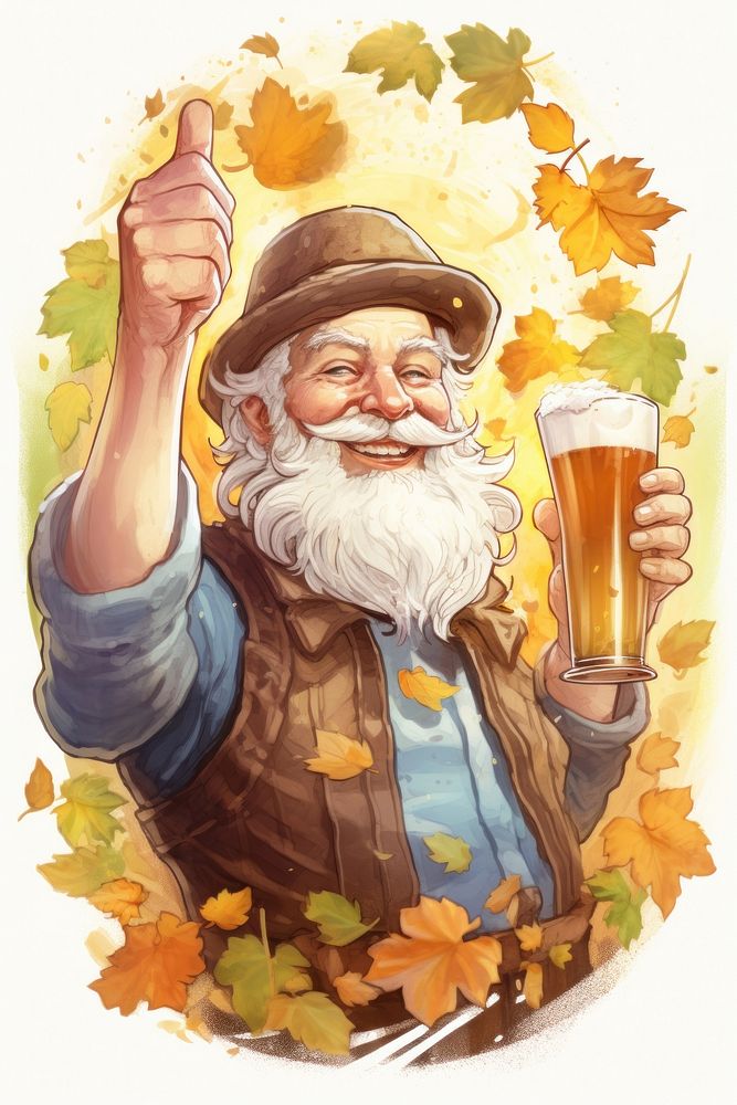 Oktoberfest badge featuring adorable bearded man painting portrait holding. AI generated Image by rawpixel.