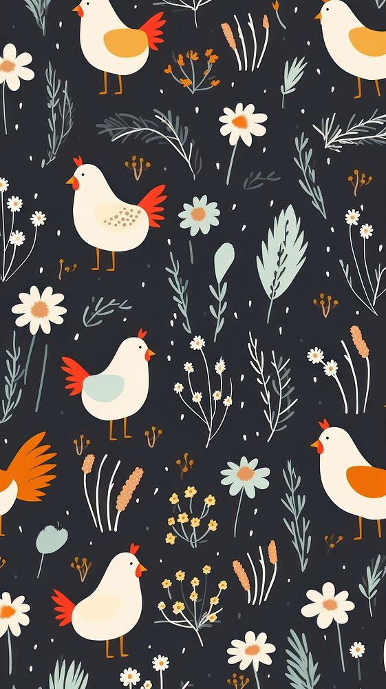 Pattern backgrounds wallpaper chicken. AI generated Image by rawpixel.