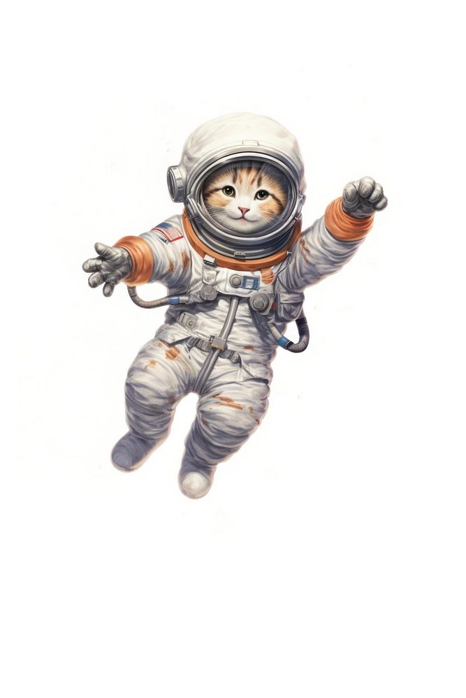 Astronaut cat white background protection. AI generated Image by rawpixel.