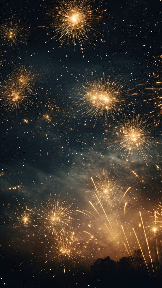 Gold sparklers night fireworks outdoors. AI generated Image by rawpixel.