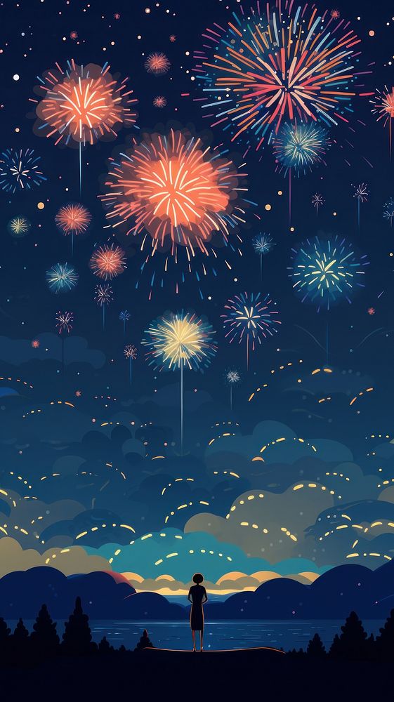 New year celebration fireworks night outdoors. AI generated Image by rawpixel.