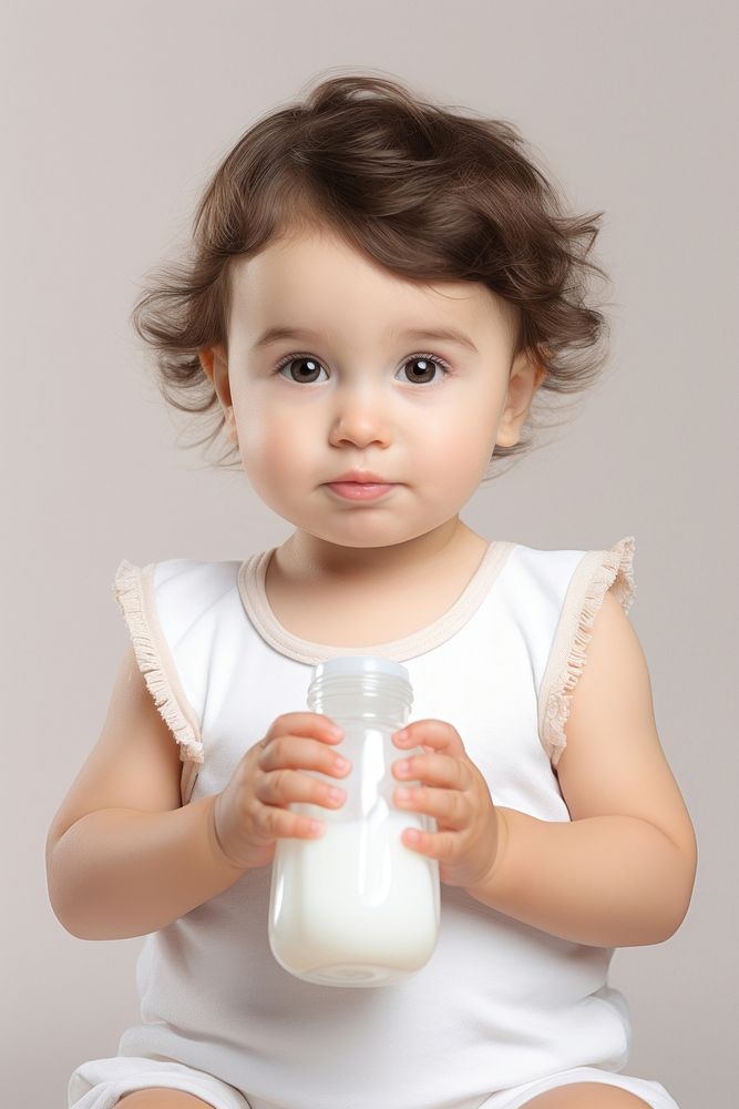 Drinking american baby bottle milk portrait. AI generated Image by rawpixel.