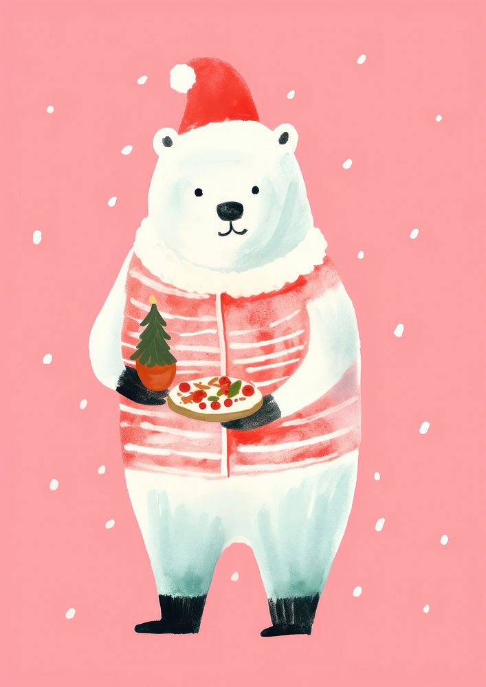 Polar bear wearing christmas scarf snowman mammal winter. AI generated Image by rawpixel.