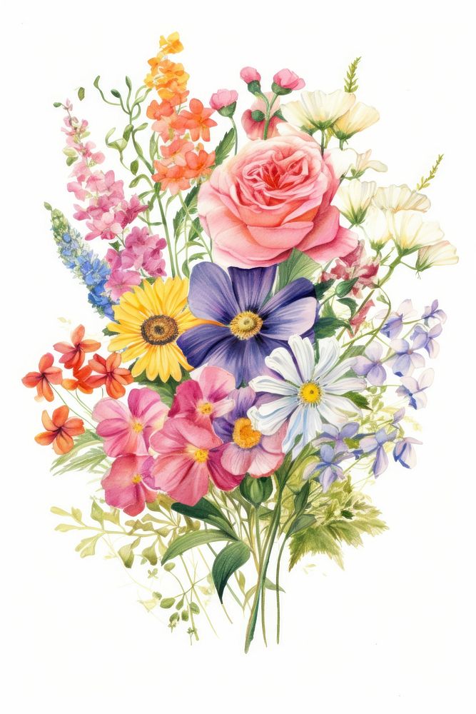 Flower bouquet painting pattern plant. AI generated Image by rawpixel.