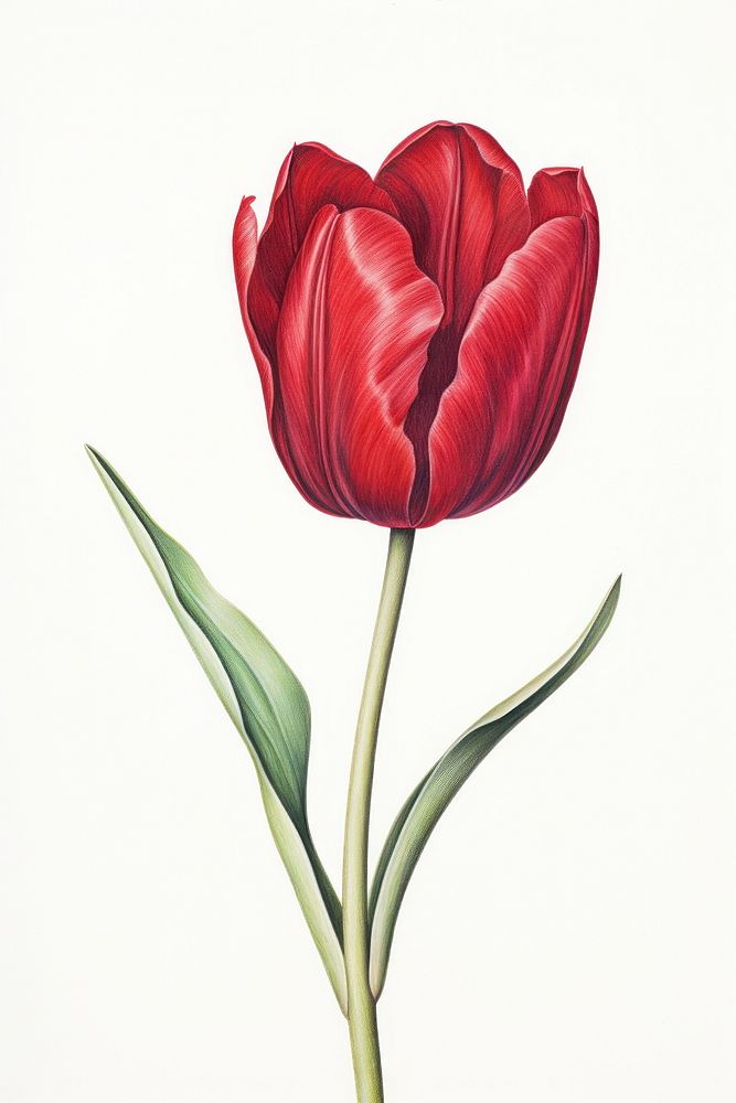 Red tulip flower plant inflorescence fragility. AI generated Image by rawpixel.