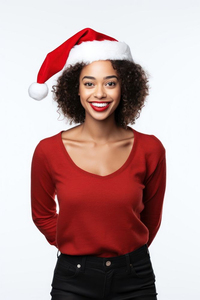 Santa Claus hat portrait smiling sleeve. AI generated Image by rawpixel.