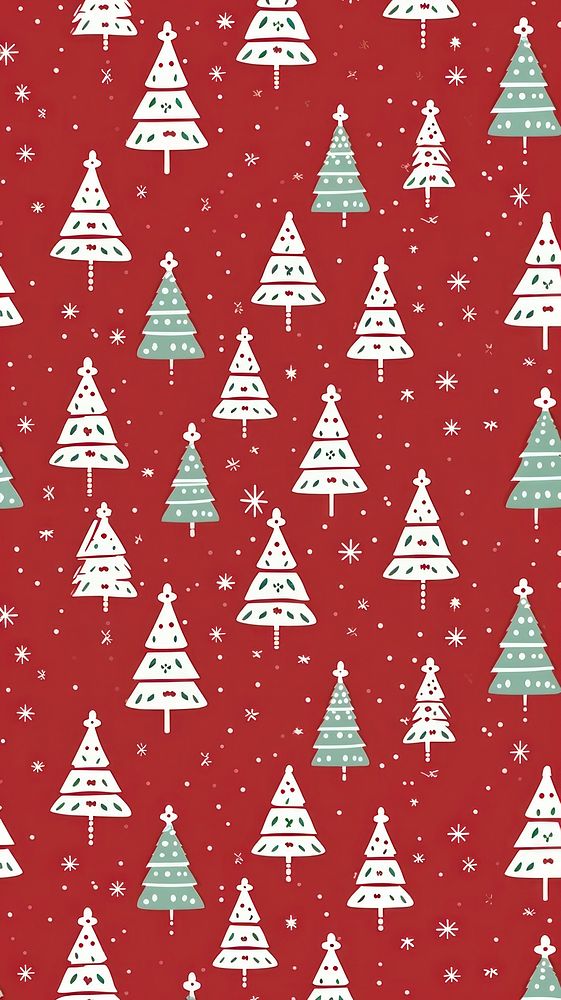 Christmas tree pattern backgrounds red. AI generated Image by rawpixel.