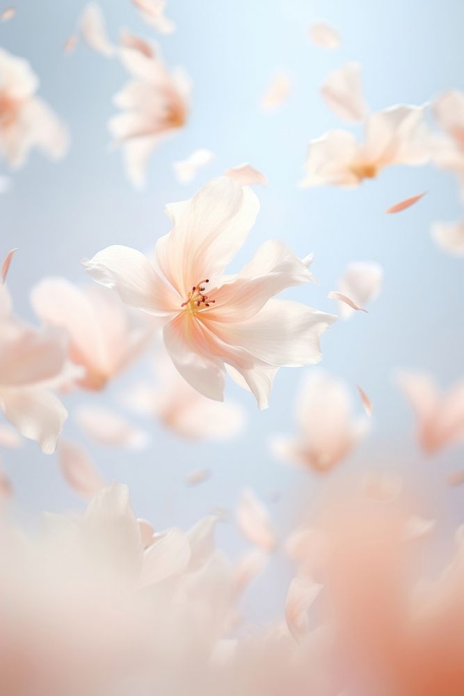 Flower petals falling backgrounds outdoors blossom. AI generated Image by rawpixel.