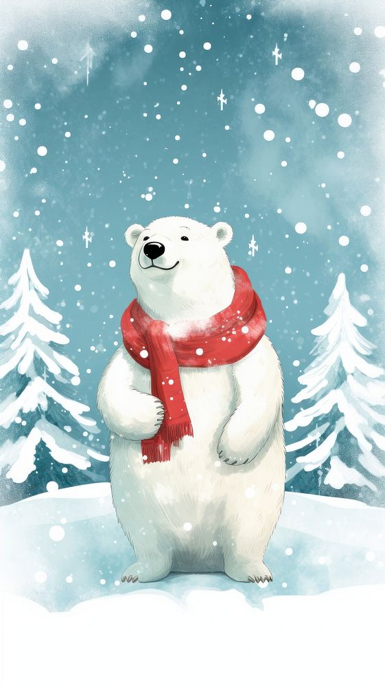 Polar bear wearing Santa costume | Free Photo Illustration - rawpixel