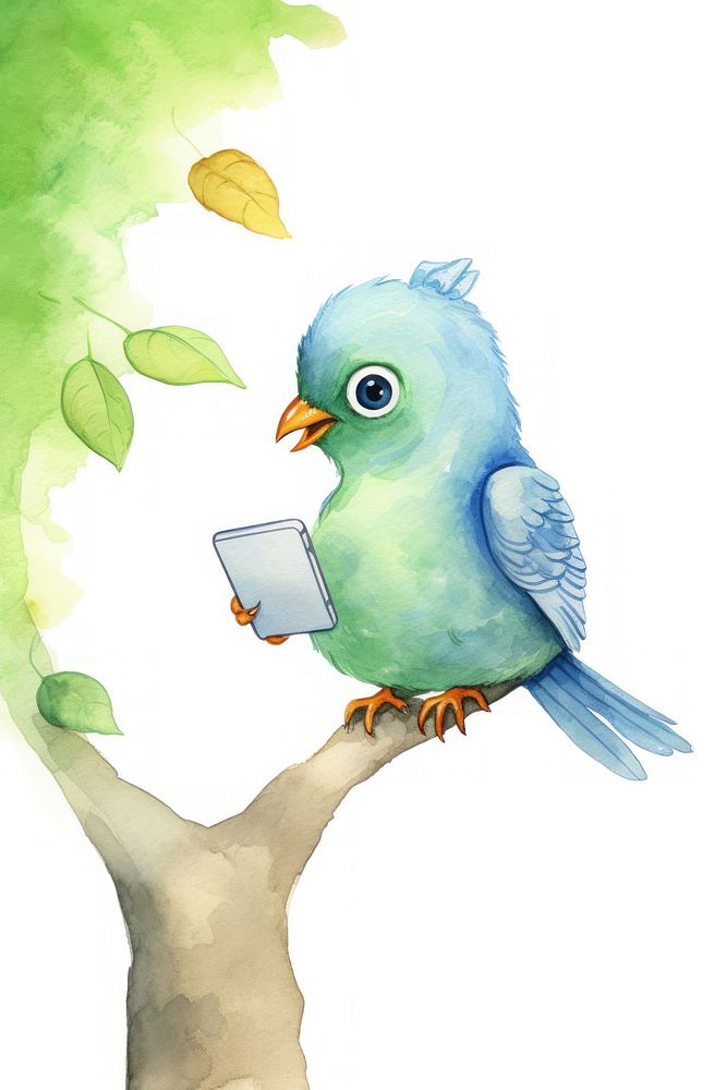 Bird playing social media animal parrot technology. AI generated Image by rawpixel.