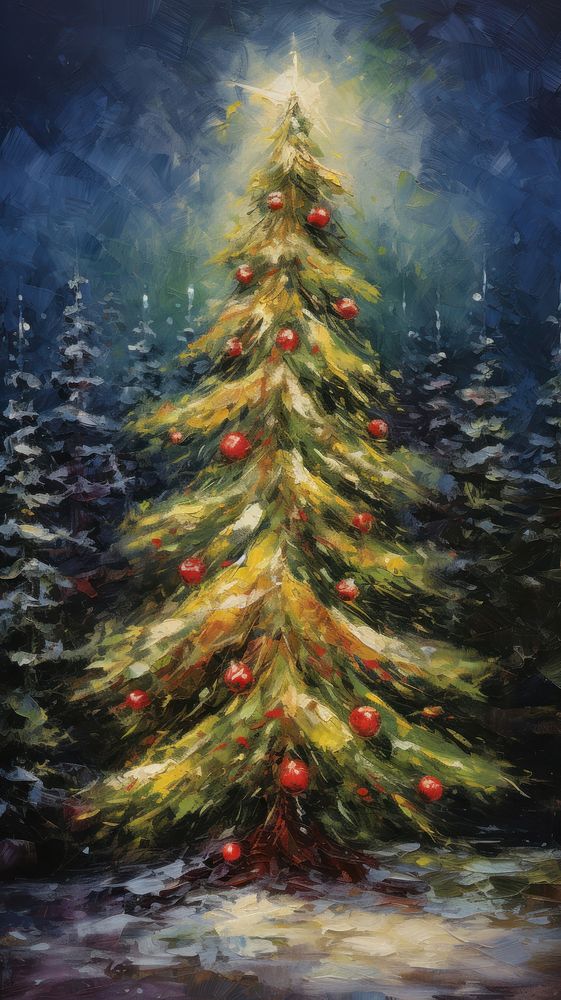 Christmas tree christmas painting winter. AI generated Image by rawpixel.