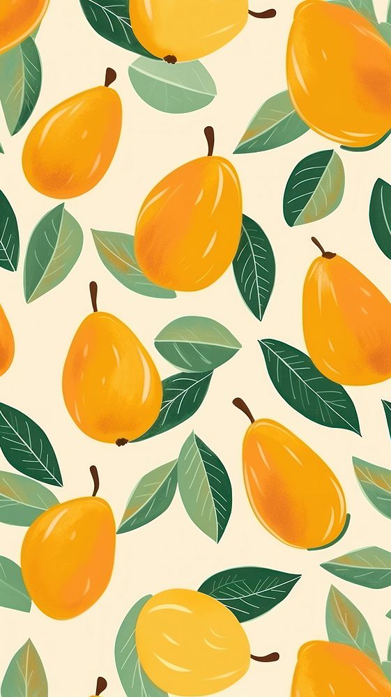 Mango apricot pattern fruit. AI generated Image by rawpixel.