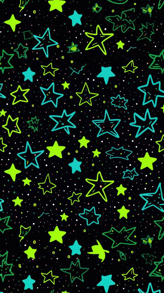 Star doodle pattern backgrounds green paper. AI generated Image by rawpixel.