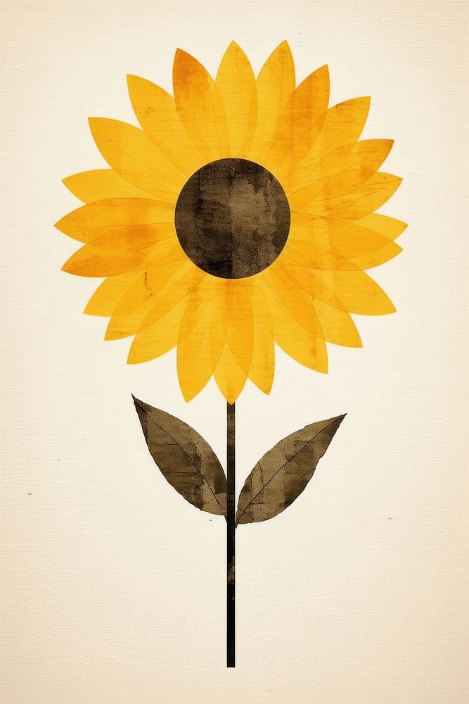 Sunflower plant art inflorescence. AI generated Image by rawpixel.