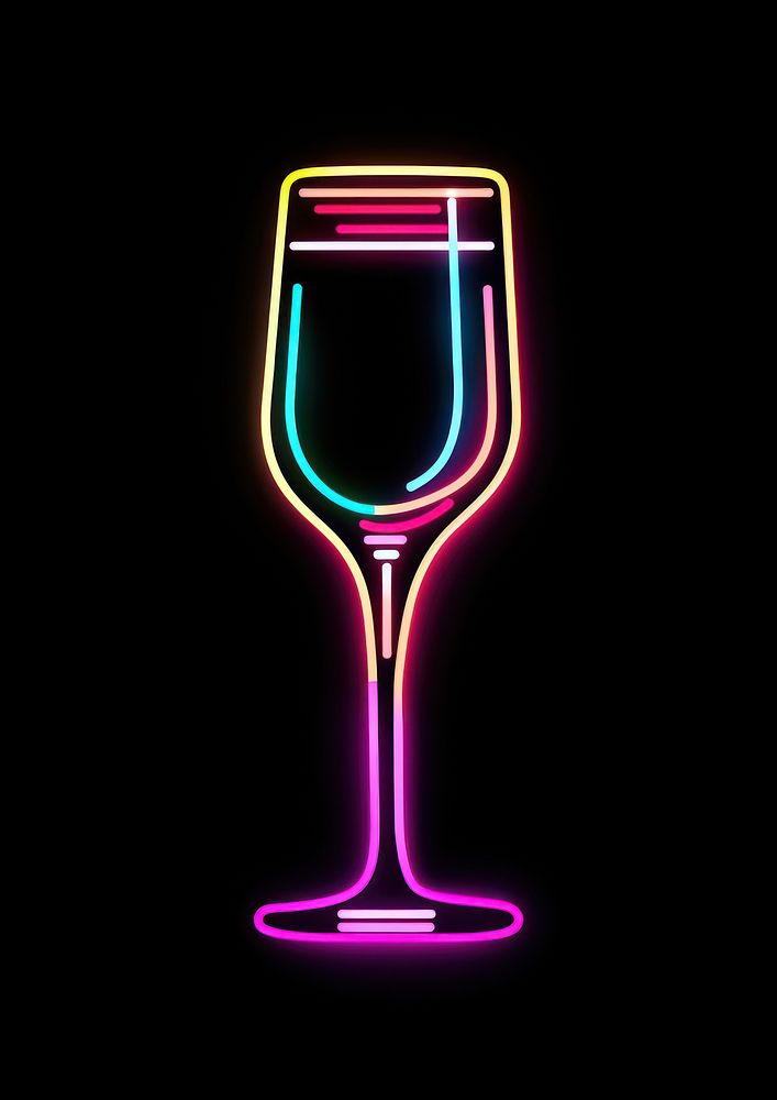 Champagne glass neon purple drink. AI generated Image by rawpixel.
