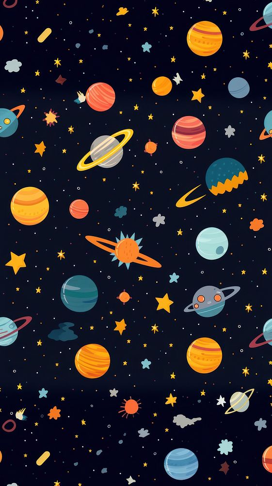 Outer space doodle pattern backgrounds paper. AI generated Image by rawpixel.