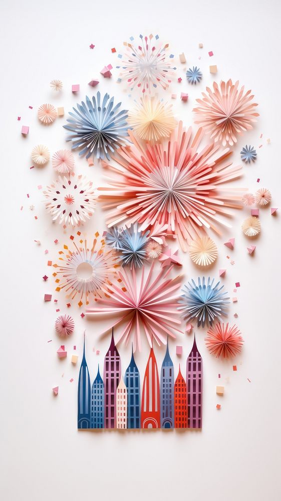 New year fireworks mobile wallpaper craft art celebration. AI generated Image by rawpixel.