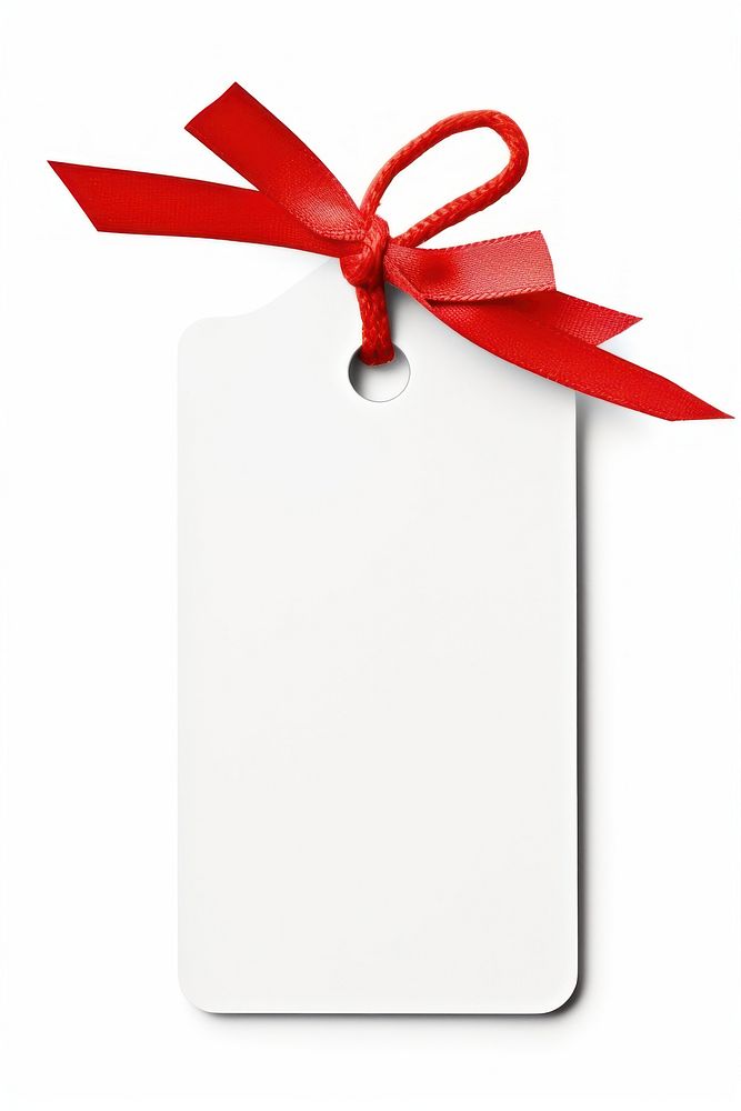 Gift tag ribbon red white background. AI generated Image by rawpixel.