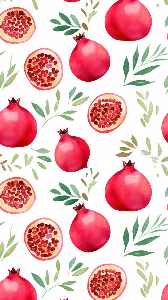 Pomegranate backgrounds pattern fruit. AI generated Image by rawpixel.