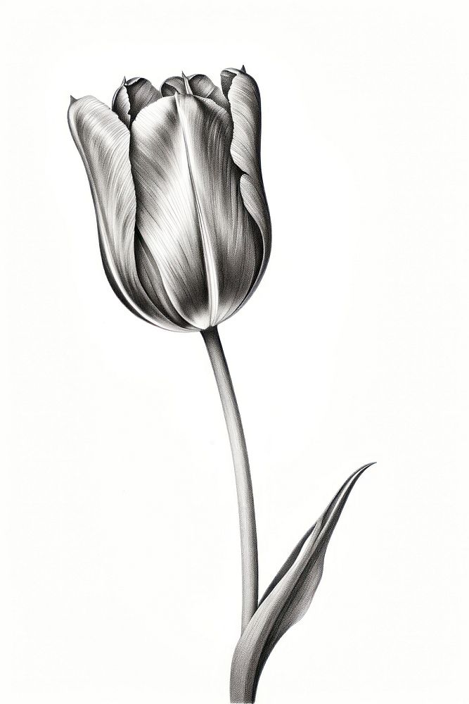  Tulip drawing sketch flower. AI generated Image by rawpixel.