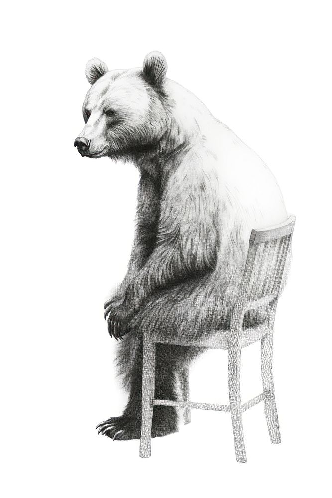  Bear sit drawing sketch furniture. AI generated Image by rawpixel.